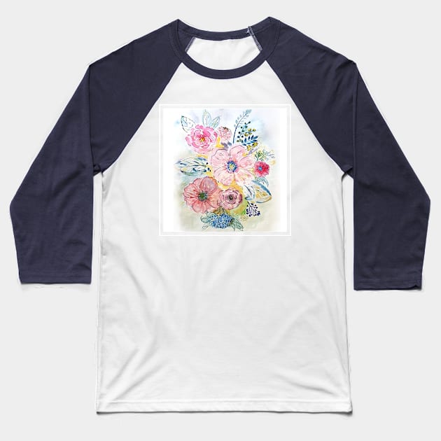 Watercolor hand paint floral design Baseball T-Shirt by InovArtS